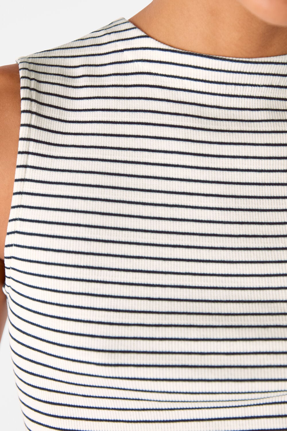 Stripe High Neck Rib Tee