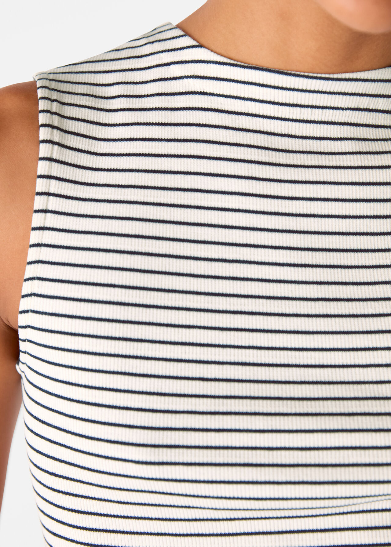 Stripe High Neck Rib Tee