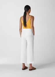 Linen Cropped Wide Leg Trouser White