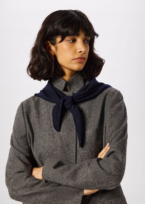 Navy Triangular Knitted Scarf