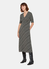 Diagonal Ripple Shirred Dress