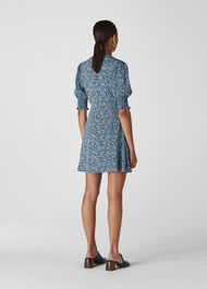 Josefina Etched Print Dress Navy/Multi
