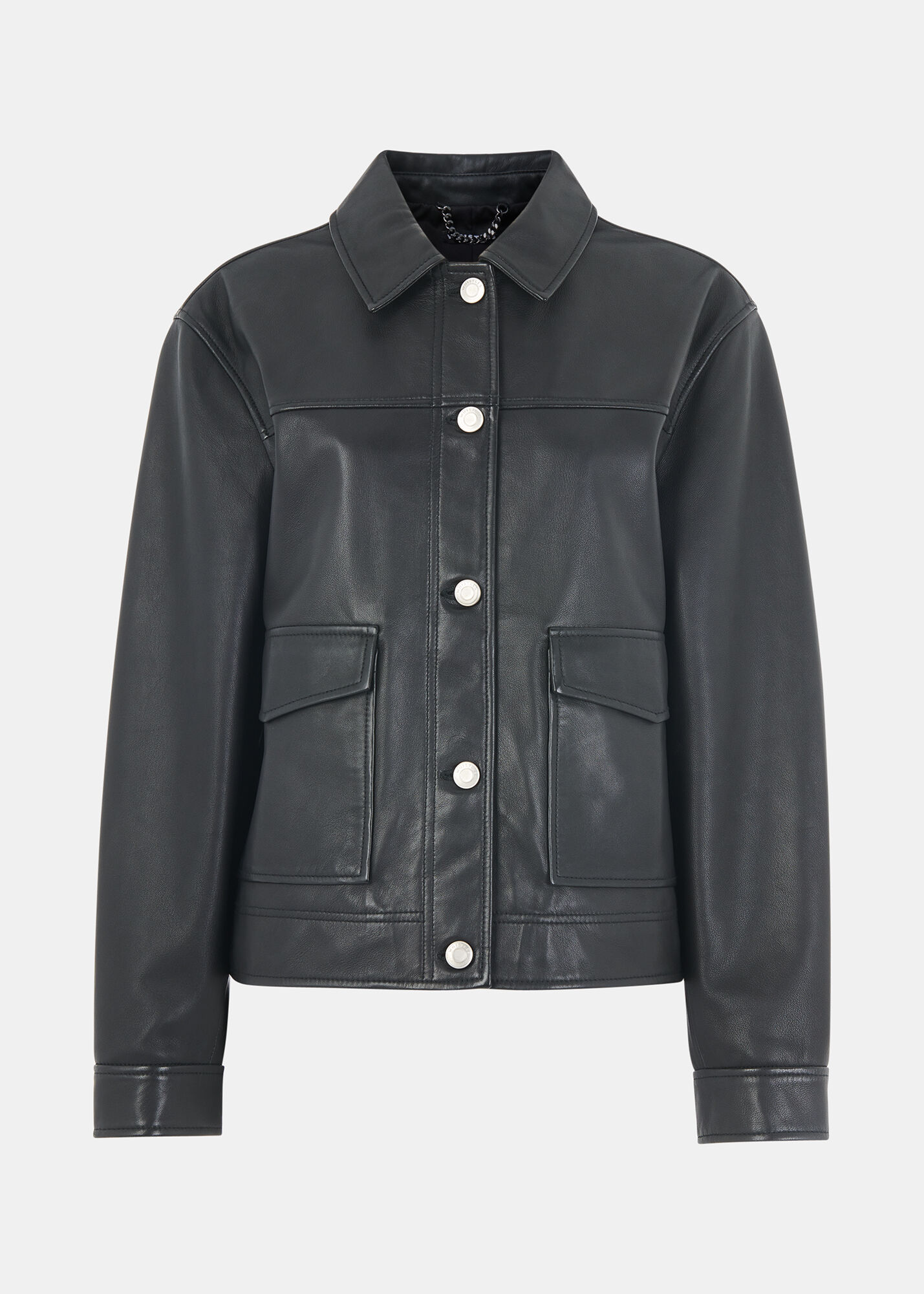 Black Natia Leather Overshirt WHISTLES