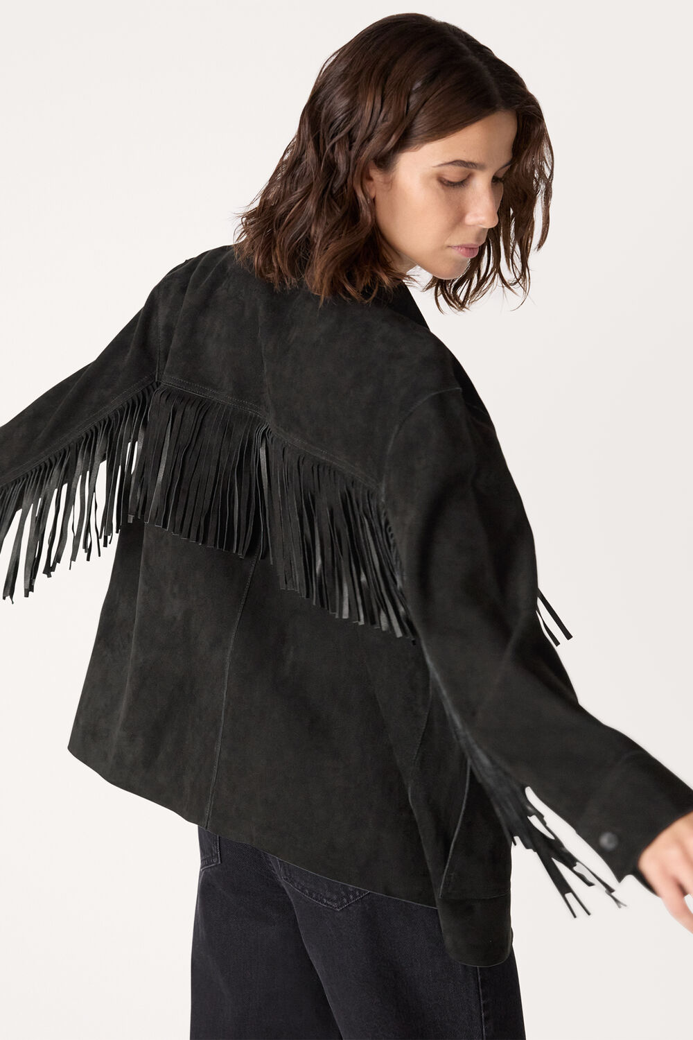 Black Tassel Suede Jacket