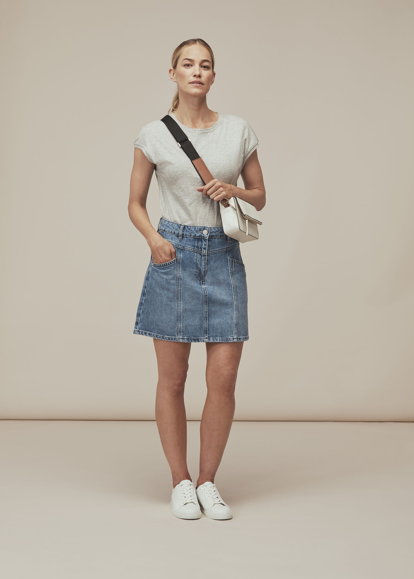 Seam Detail Denim Skirt WHISTLES Whistles UK
