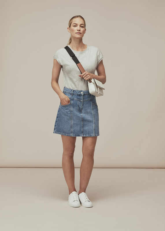Seam Detail Denim Skirt