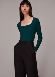 Square Neck Long Sleeve Top