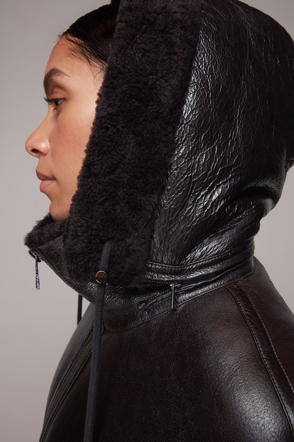 Shearling Hooded Biker