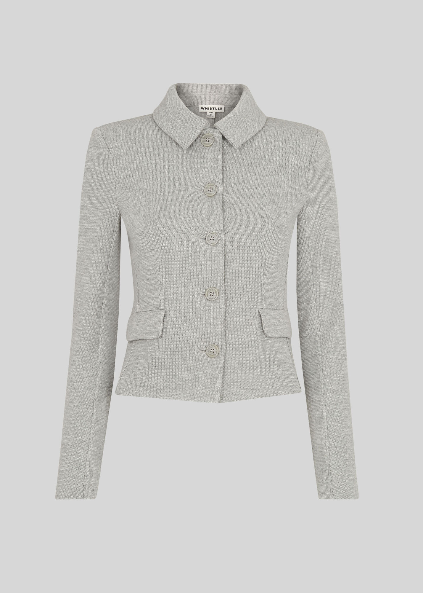 Grey Button Front Jersey Jacket WHISTLES Whistles UK