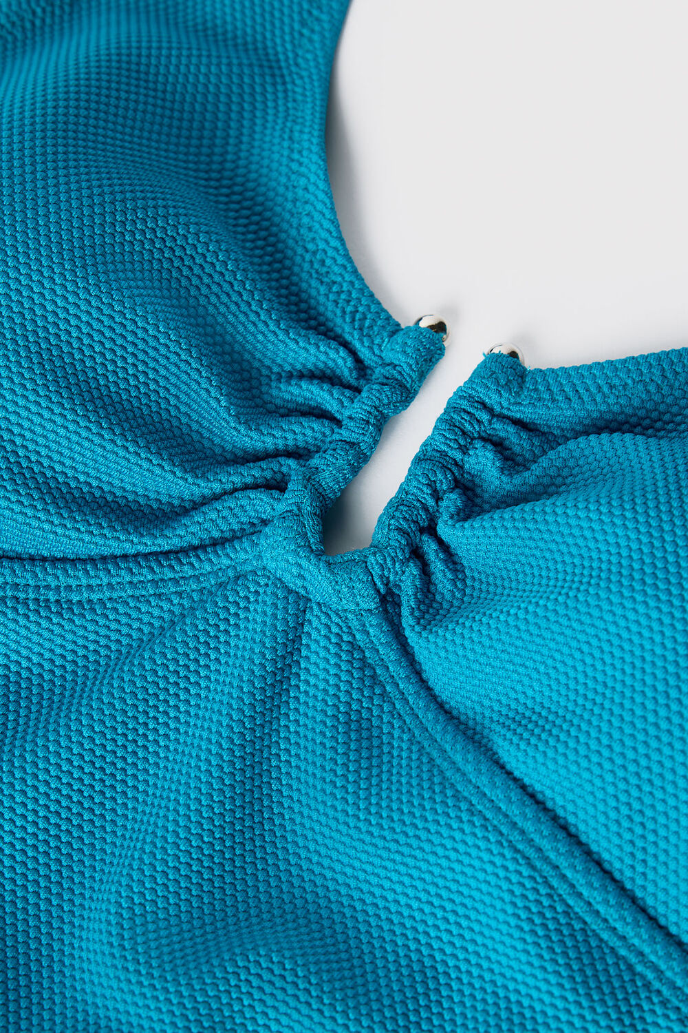 Teal Textured Ring Detail Swimsuit