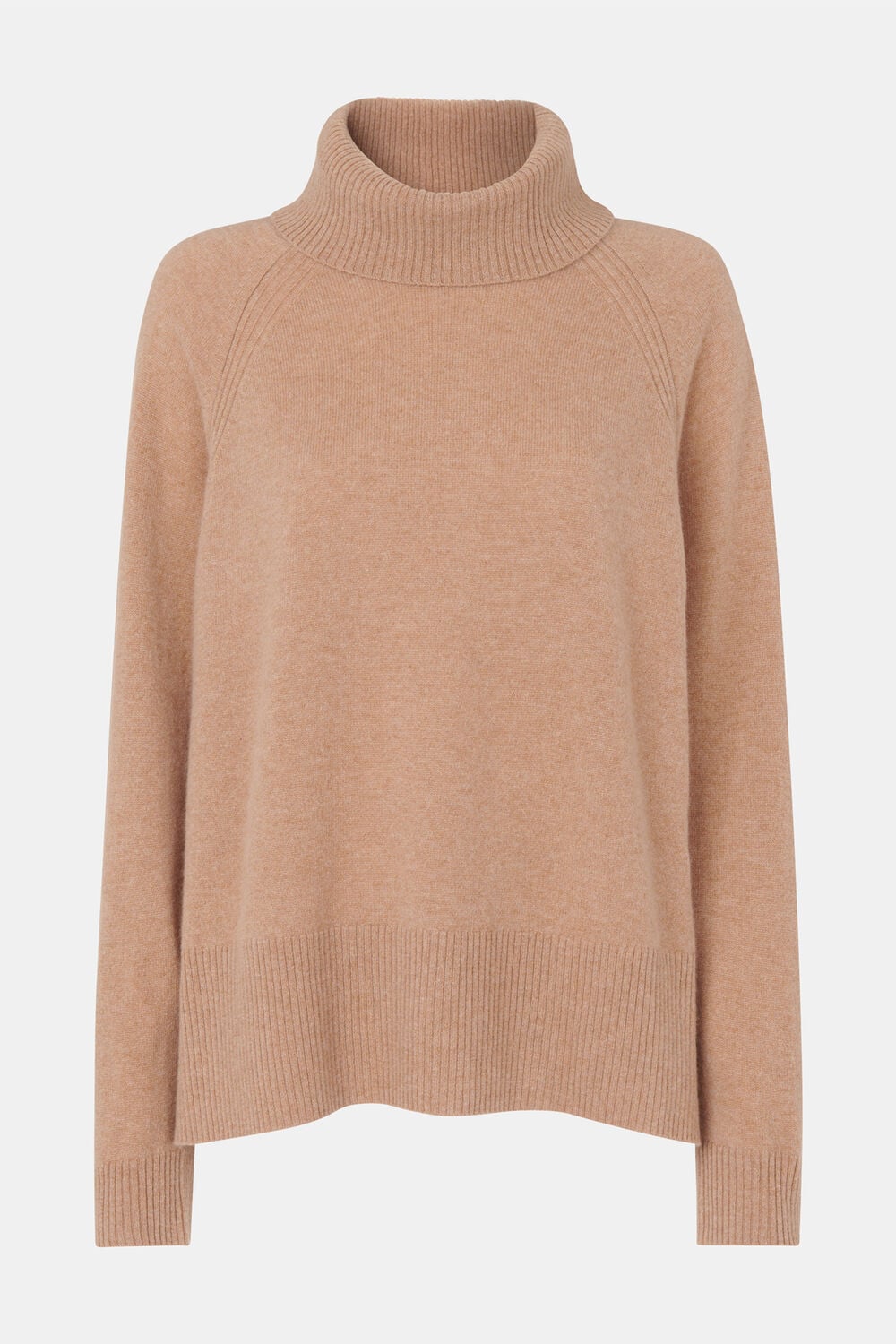 Camel Cashmere Turtleneck Sweater