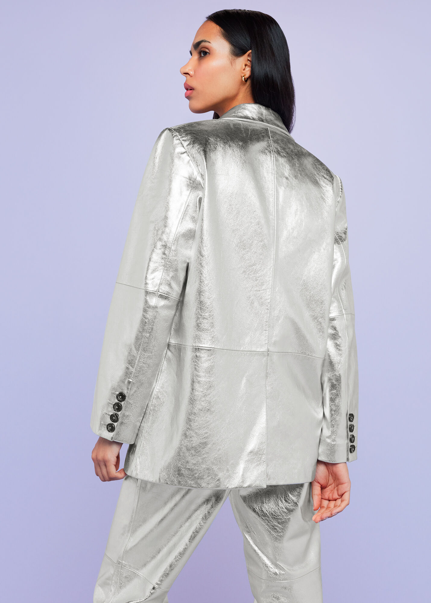 Silver Cosmo Leather Blazer WHISTLES