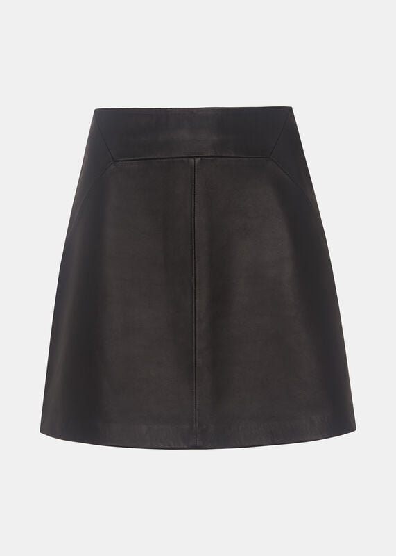 Black Leather A line Skirt