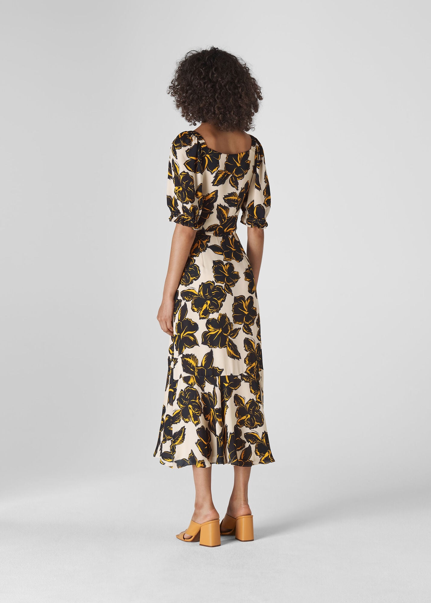 White/Multi Tropical Flower Silk Dress | WHISTLES | Whistles UK