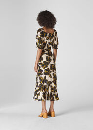Tropical Flower Silk Dress White/Multi