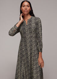 Brushed Geo Print Midi Dress