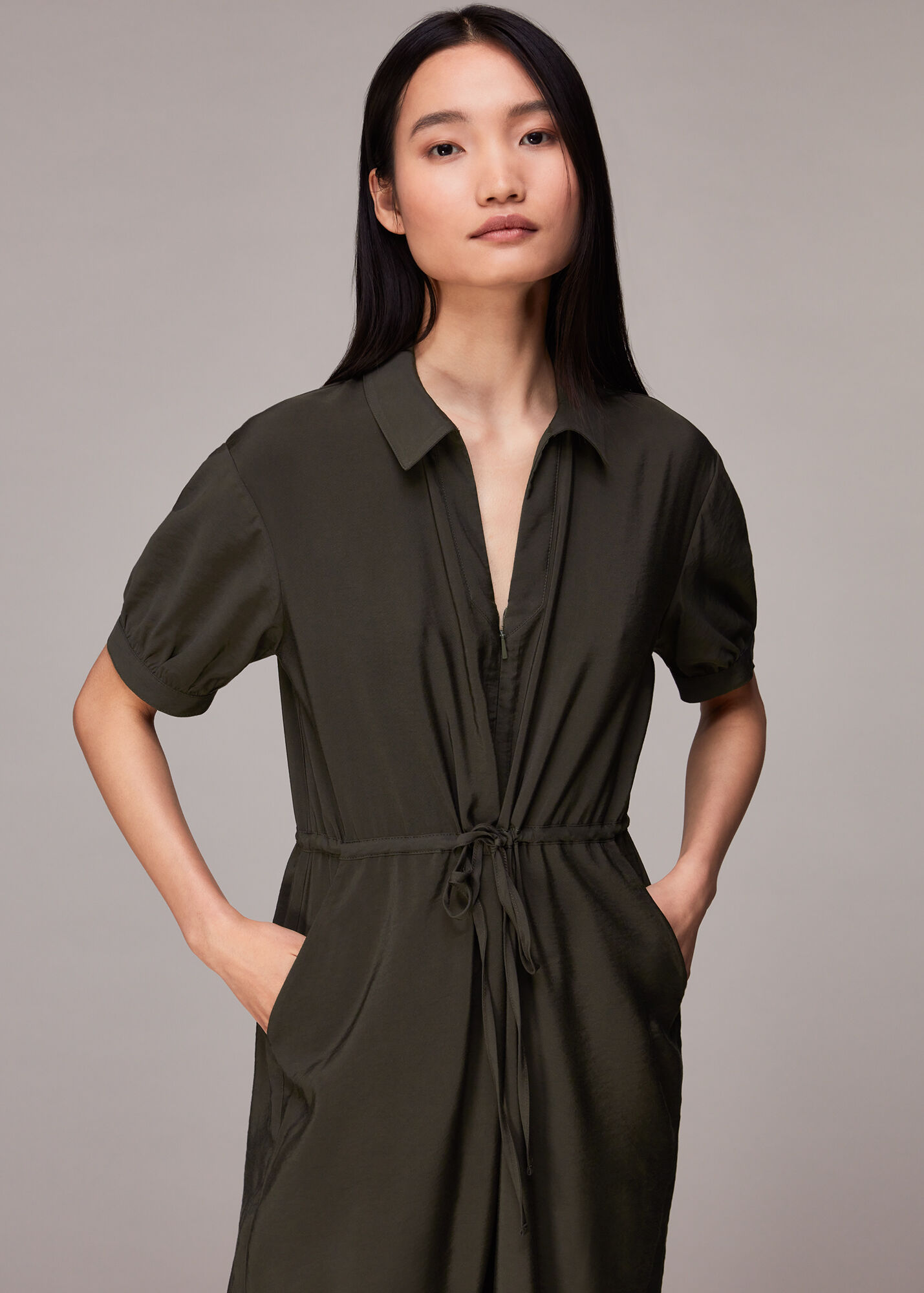 Khaki Jenny Jumpsuit WHISTLES