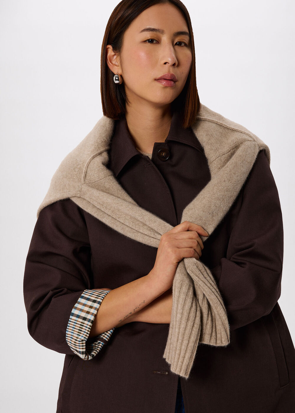 Check Lined Car Coat