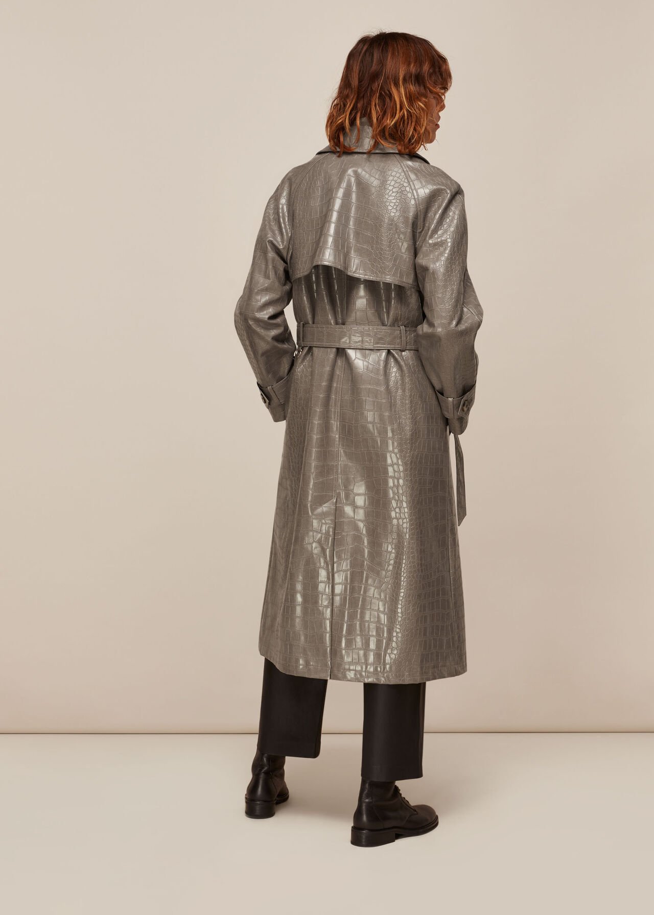 Croc Belted Trench Coat