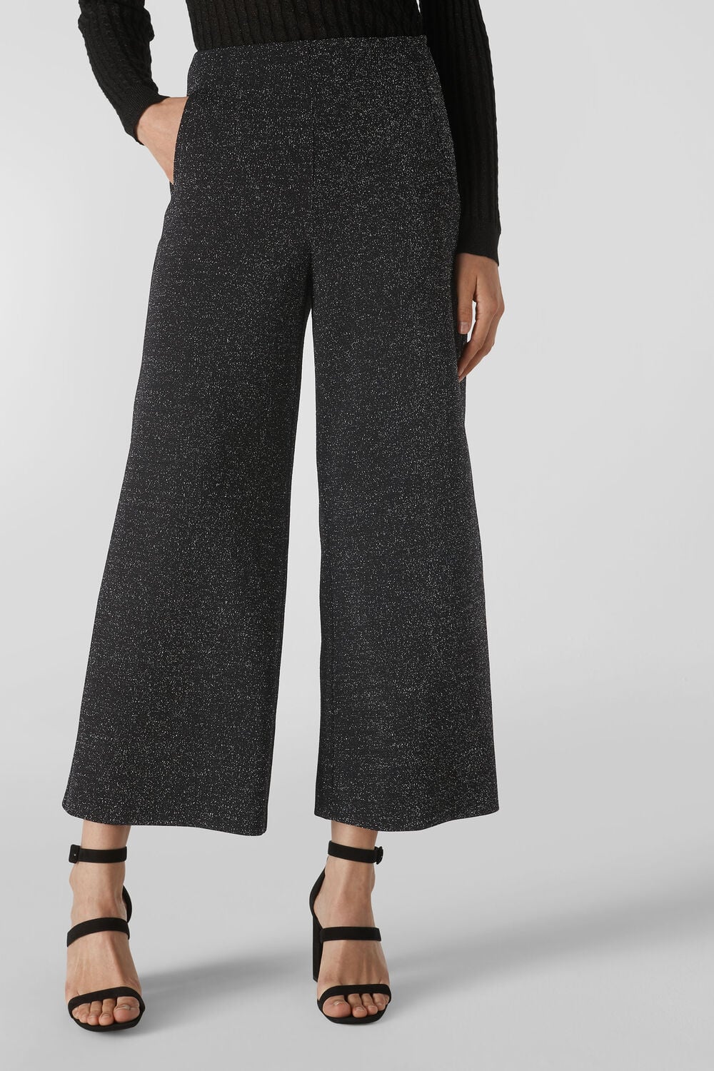 Metallic Wide Leg Trouser Black