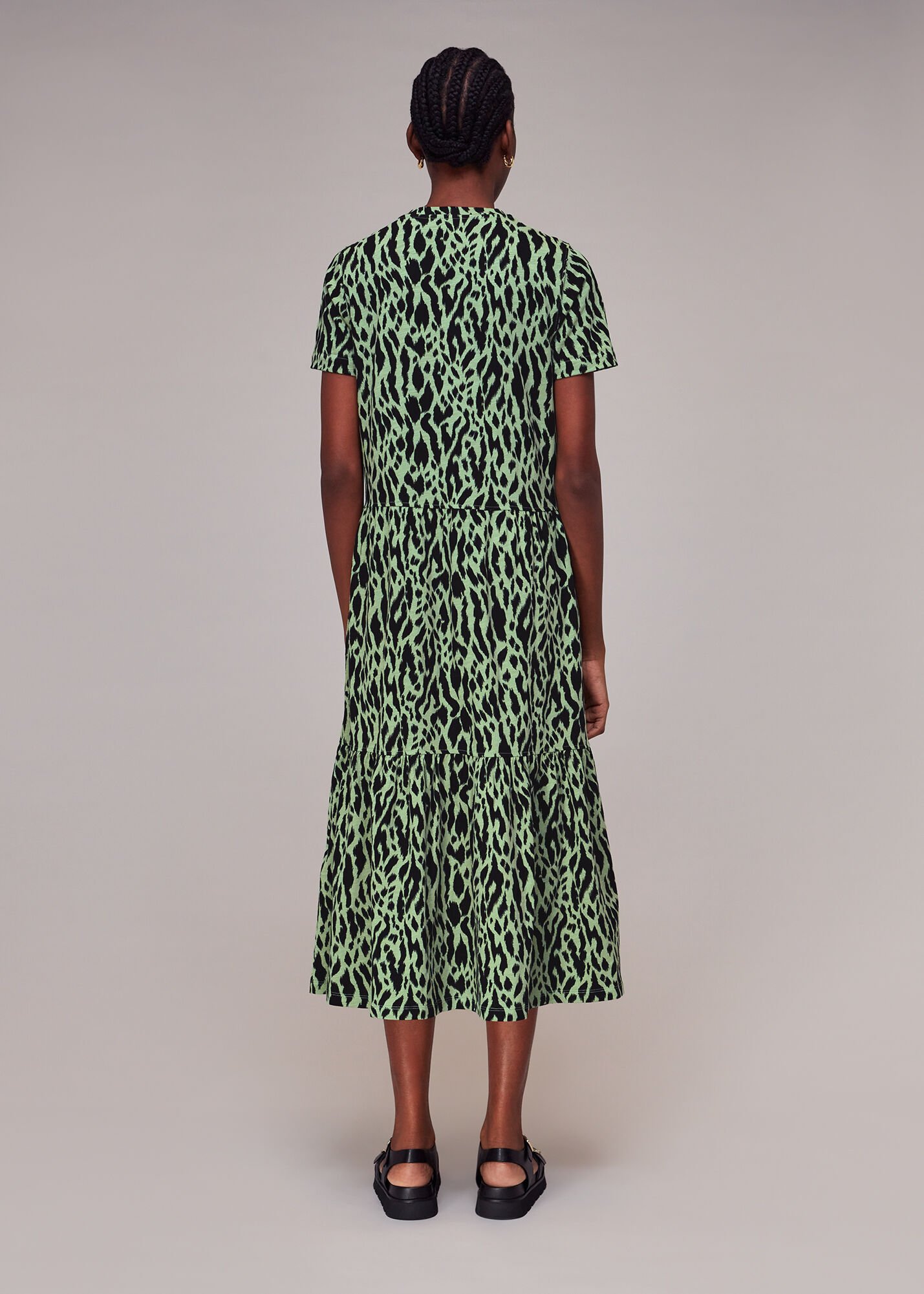 Whistles animal print outlet tiered dress