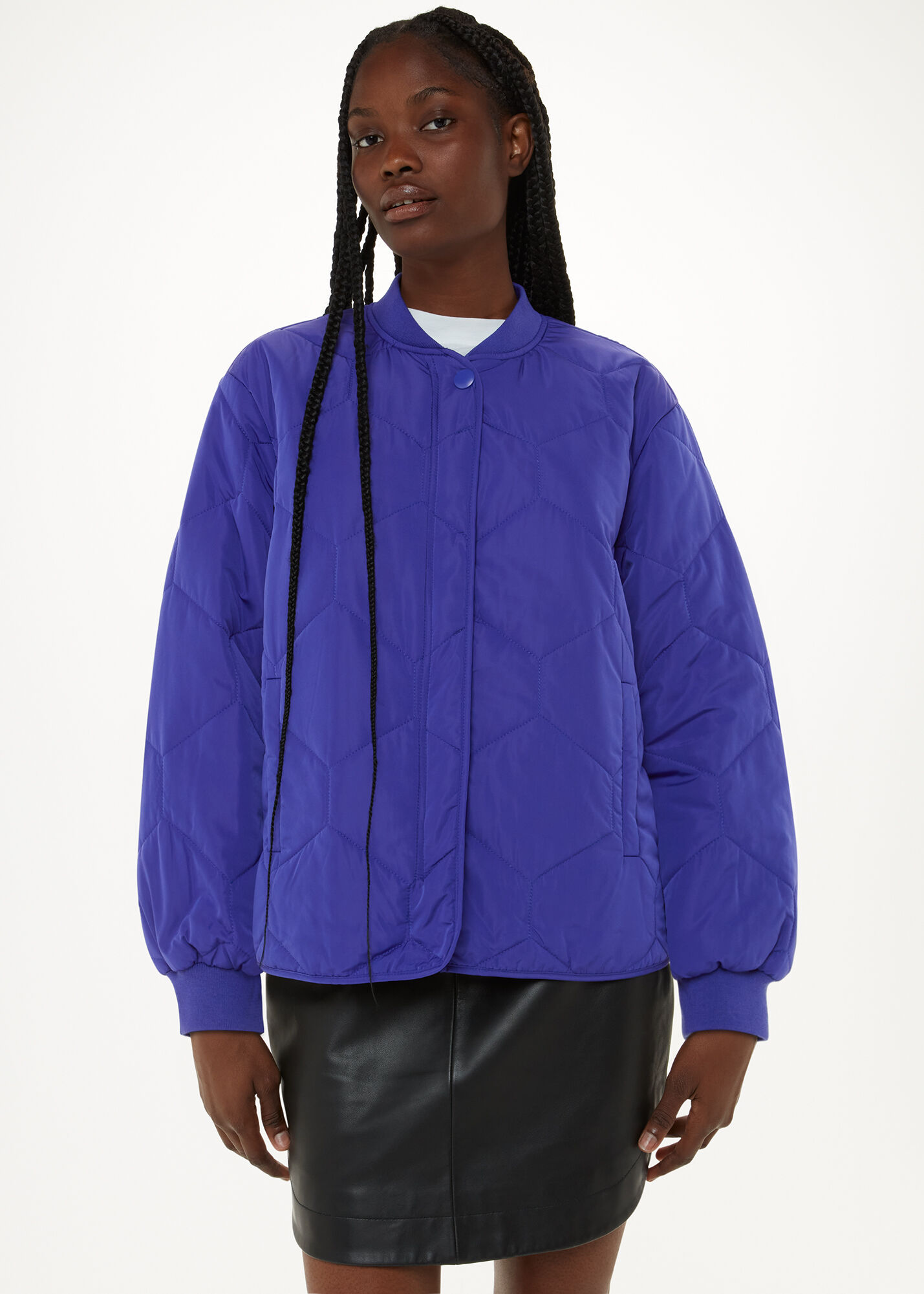 Cobalt Blue Oversized Quilted Coat with Pockets Whistles