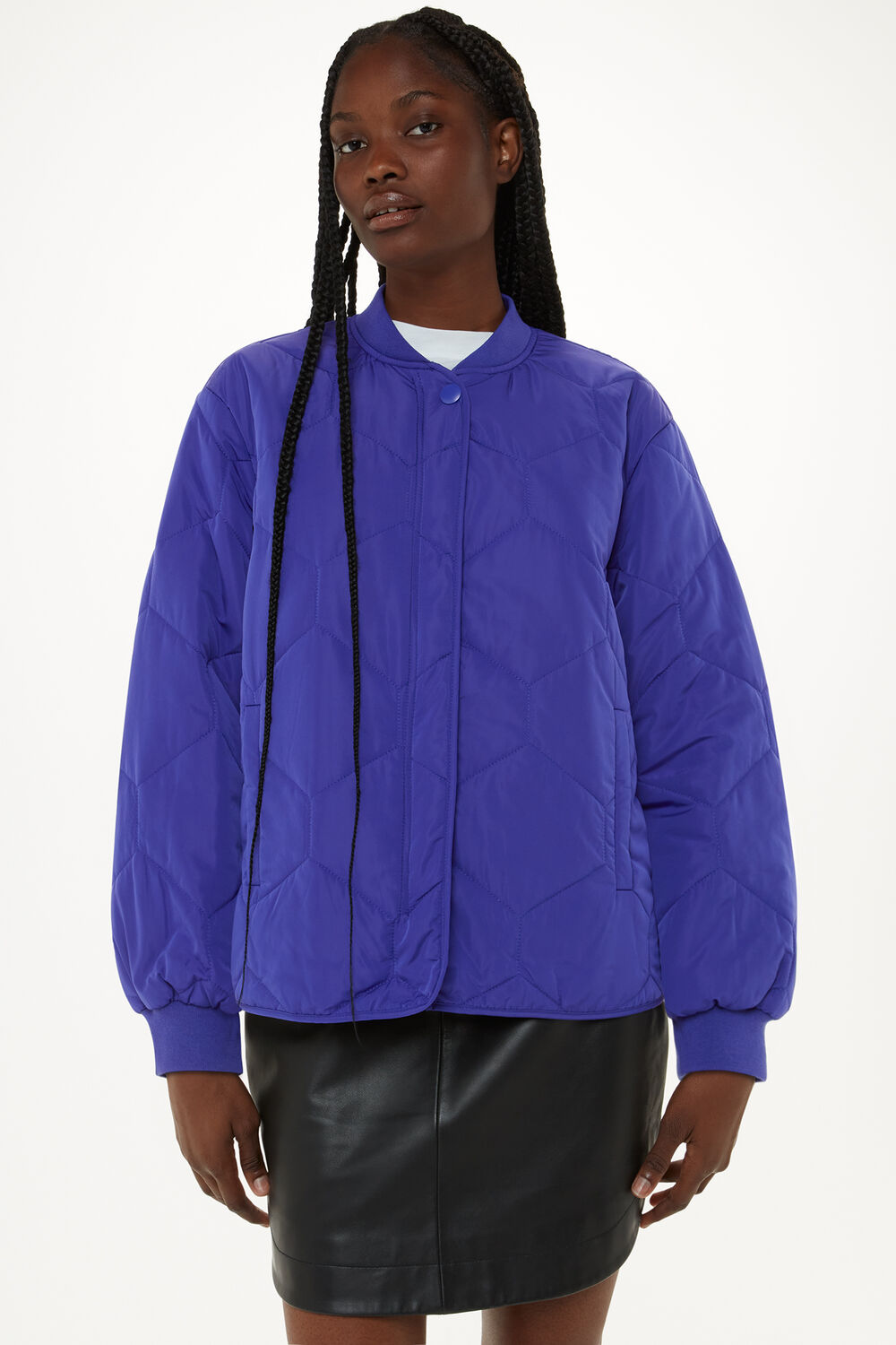Cobalt Blue Ida Short Quilted Coat