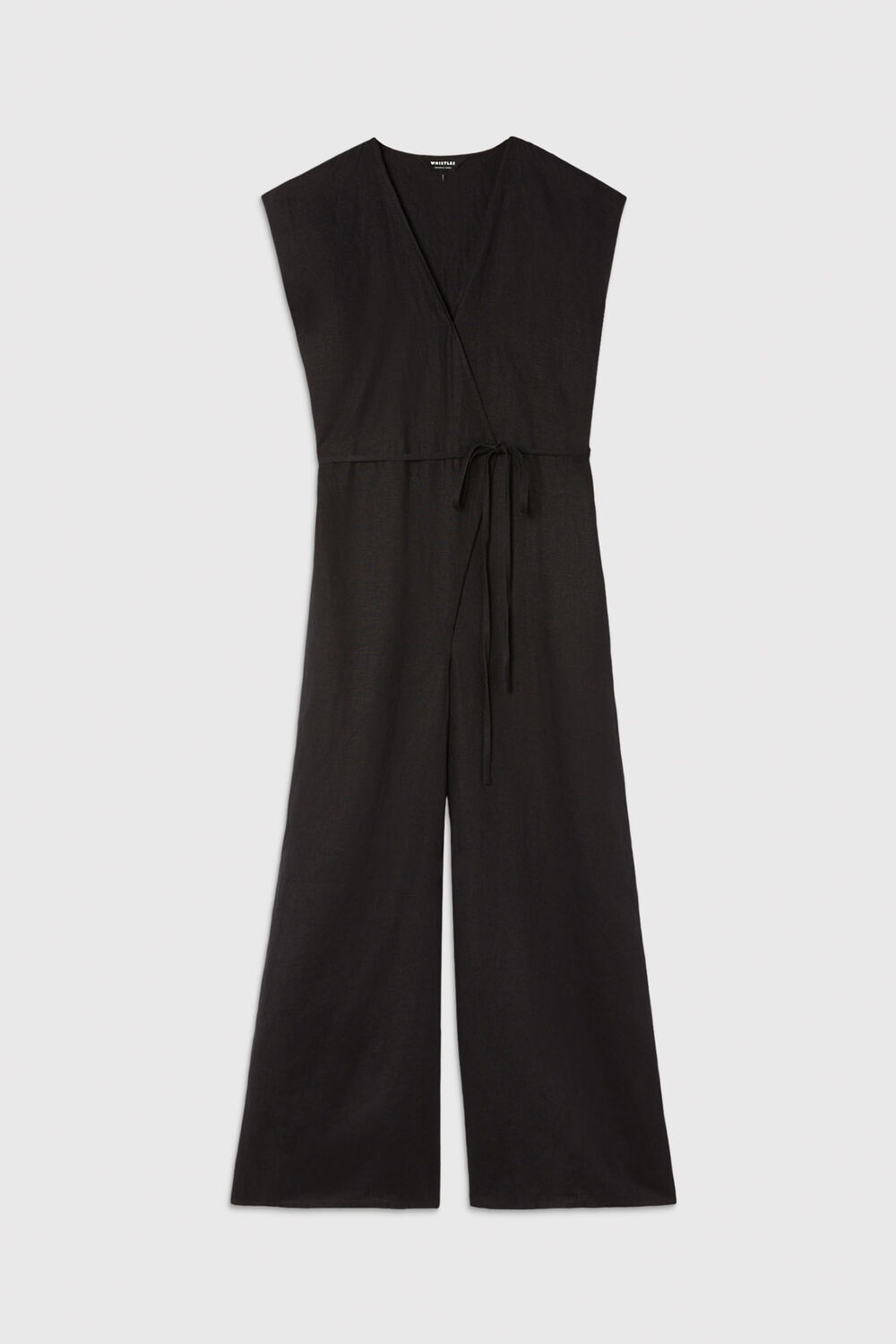 Black Linen Wrap Jumpsuit