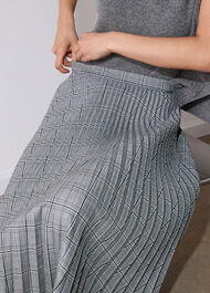 Petite Check Pleated Midi Skirt