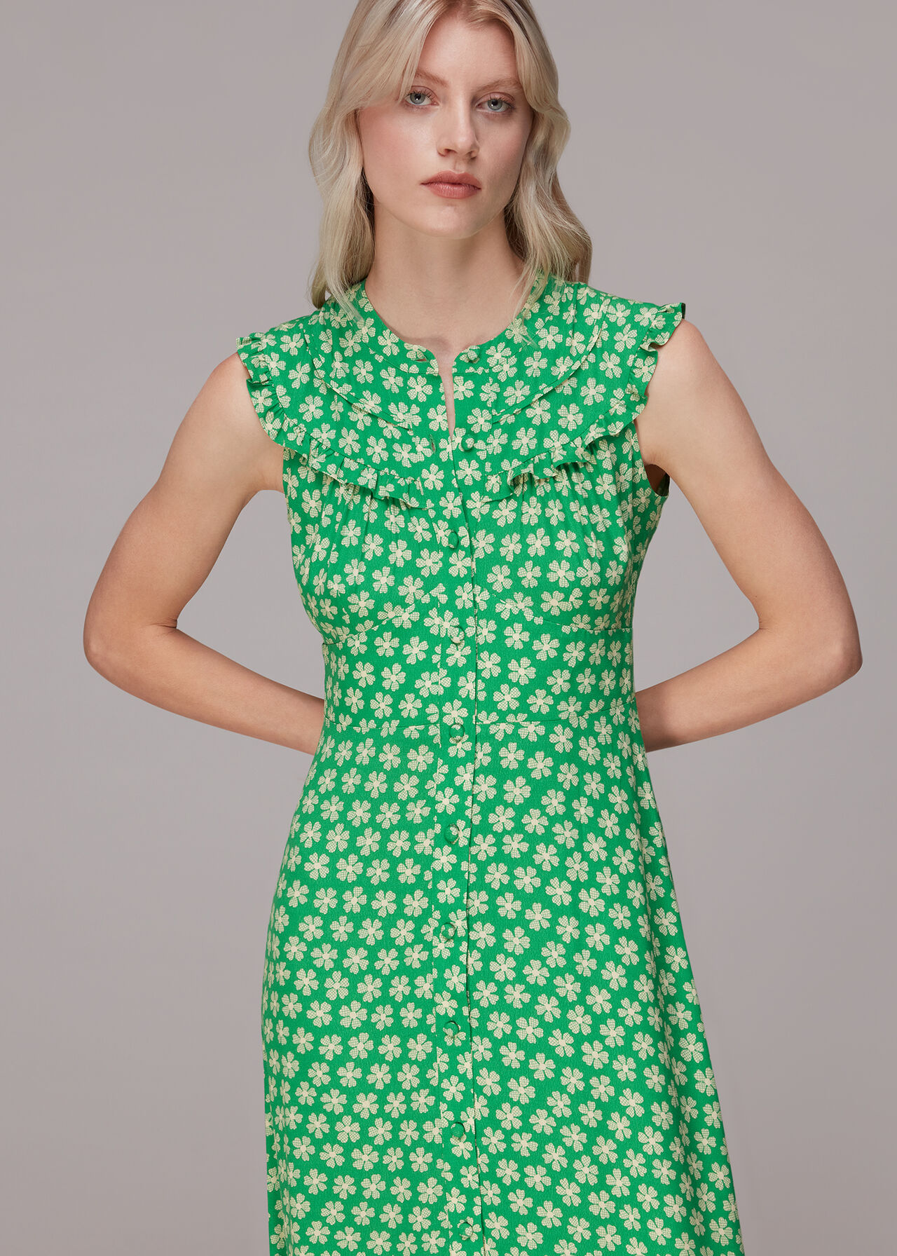 Daisy Check Frill Midi Dress