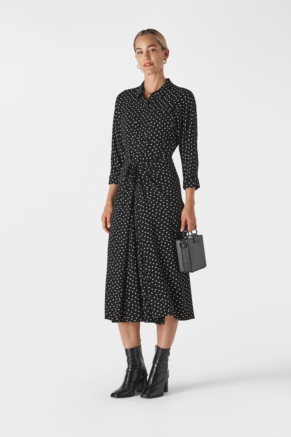 Abstract Spot Selma Tie Dress Black/Multi