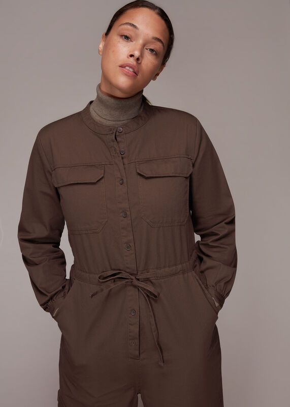 Brown Sadie Utility Tie Jumpsuit