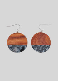 Wood And Marble Disc Earring Black/Multi