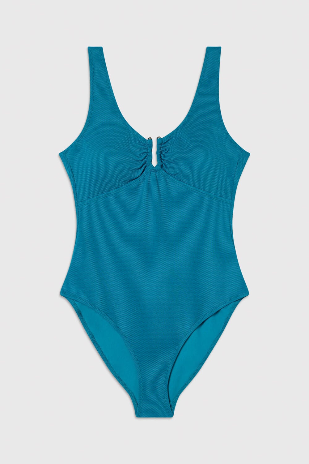 Teal Textured Ring Detail Swimsuit