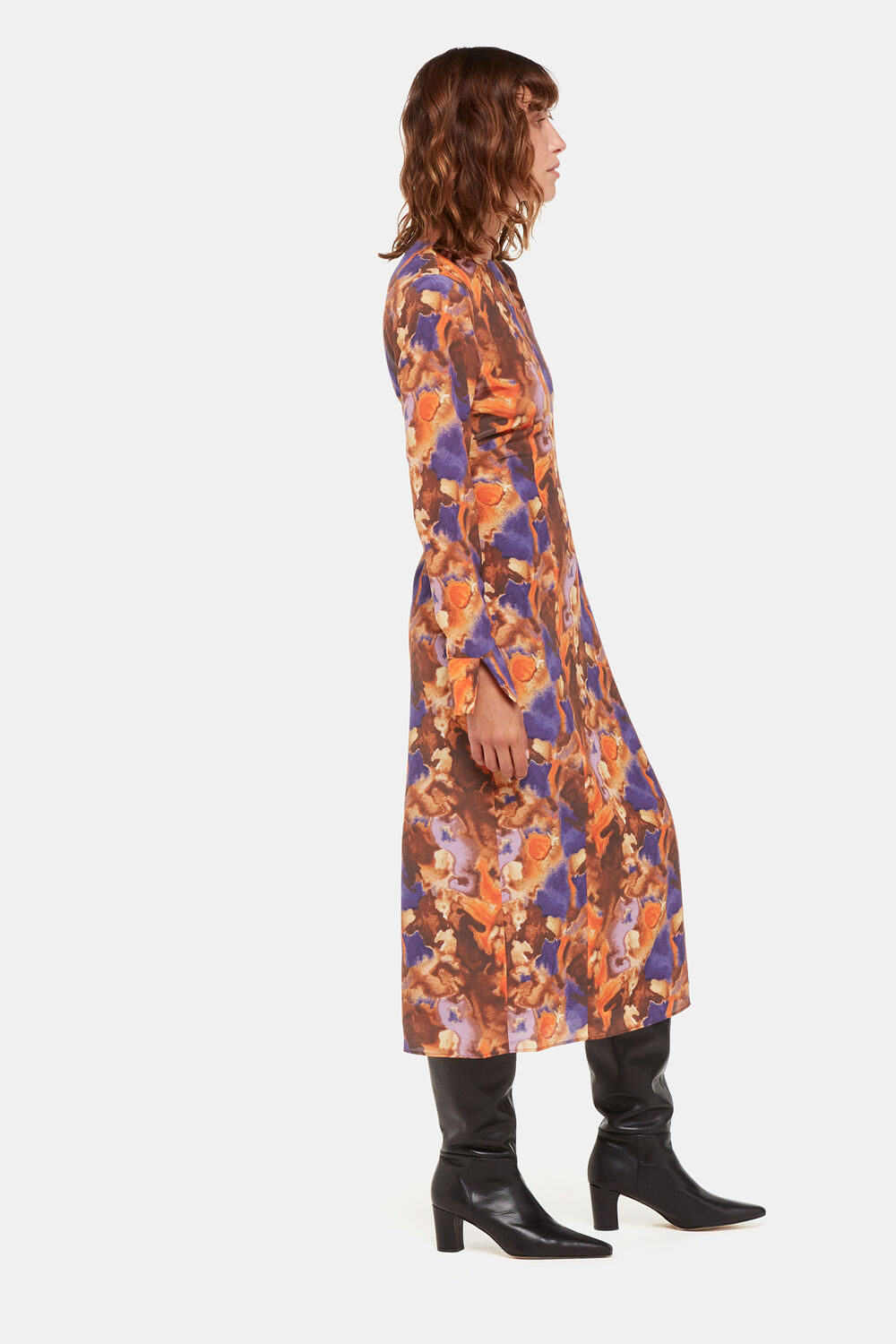 Sprayed Texture Silk Dress