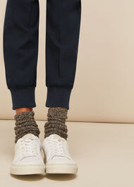 Rib Cuffed Crepe Jogger
