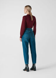 Stripe Blouson Sleeve Knit Multicolour