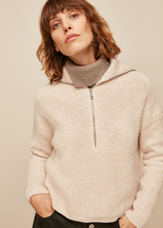 Knitted Zip Neck Sweater