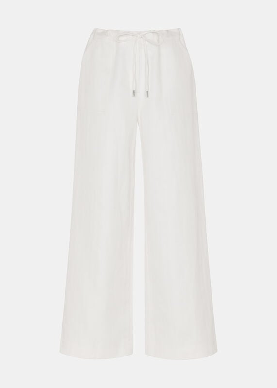 White Leona Linen Blend Pants 