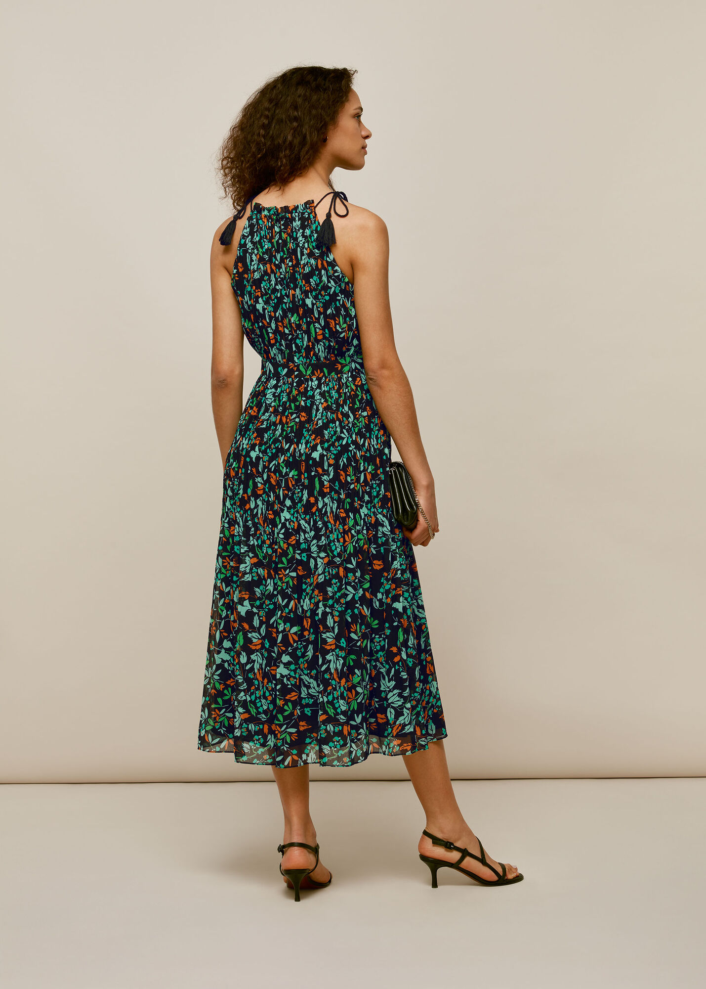 Blue/Multi Forest Floral Halter Dress WHISTLES