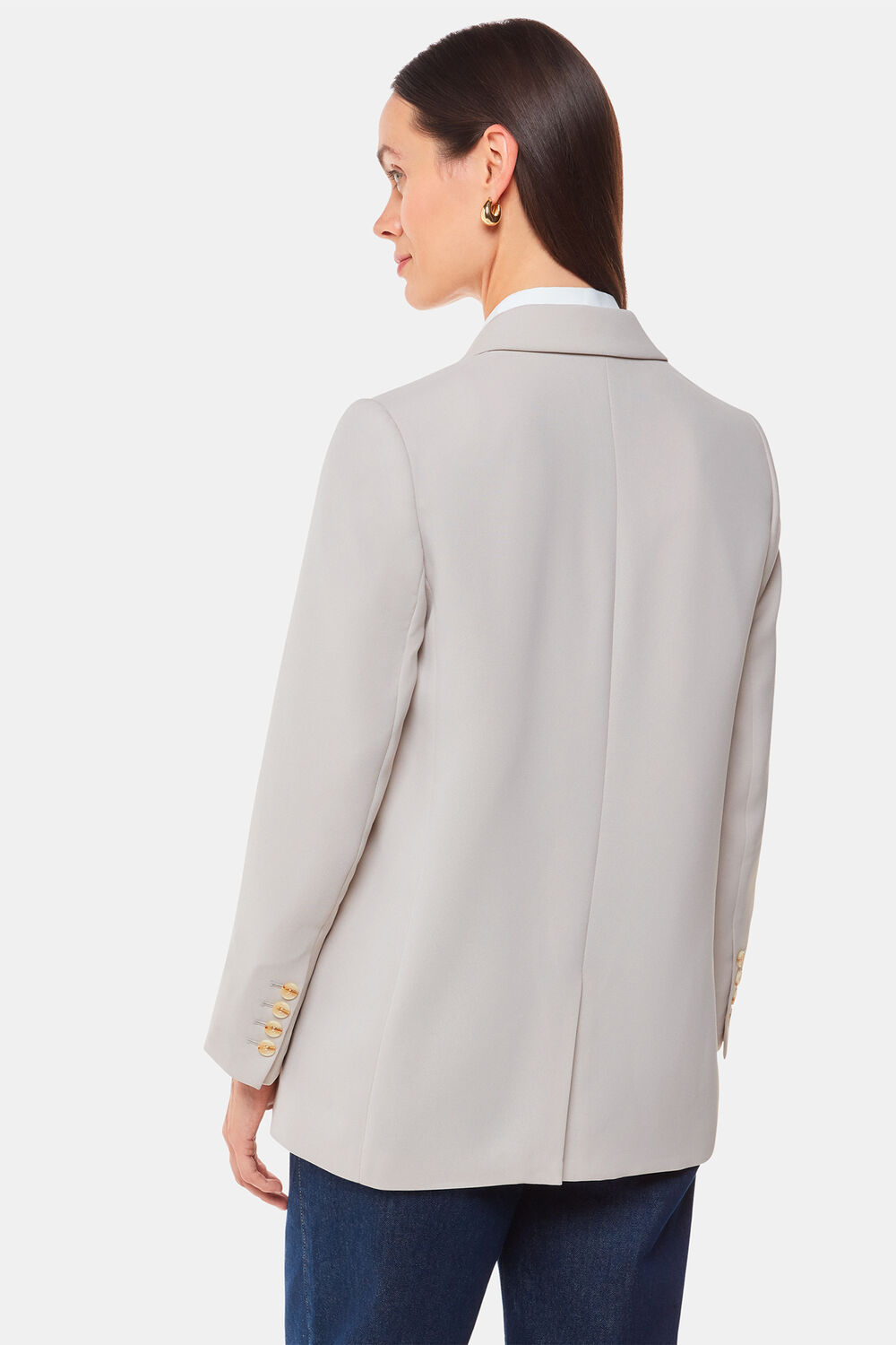 Neutral Crepe Boyfriend Blazer
