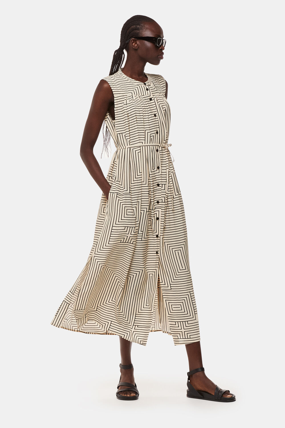 Ivory Angled Stripe Ilana Dress