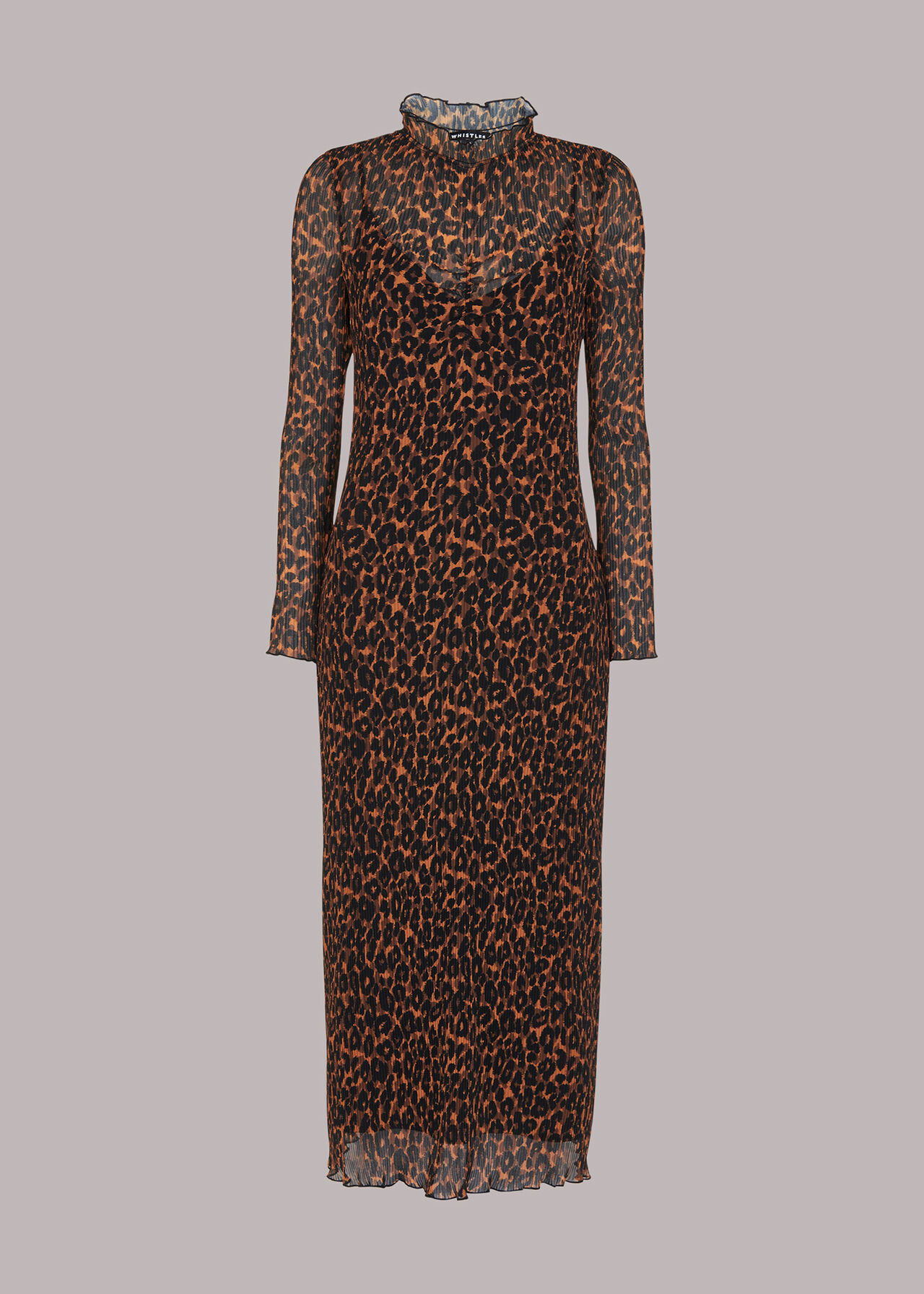 Leopard Plisse Midi Dress
