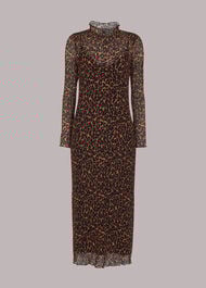 Leopard Plisse Midi Dress