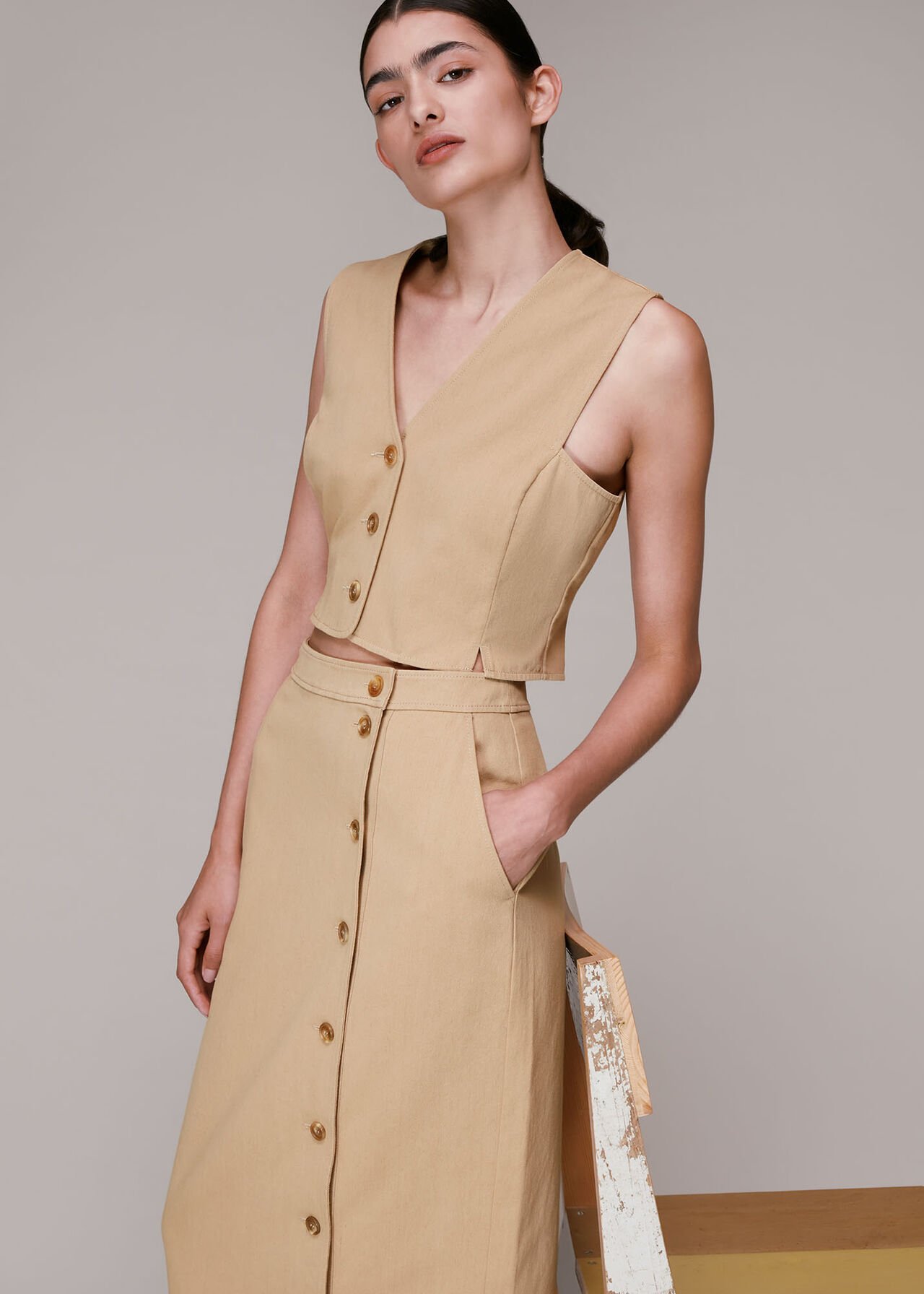 Kaia Button Front Skirt