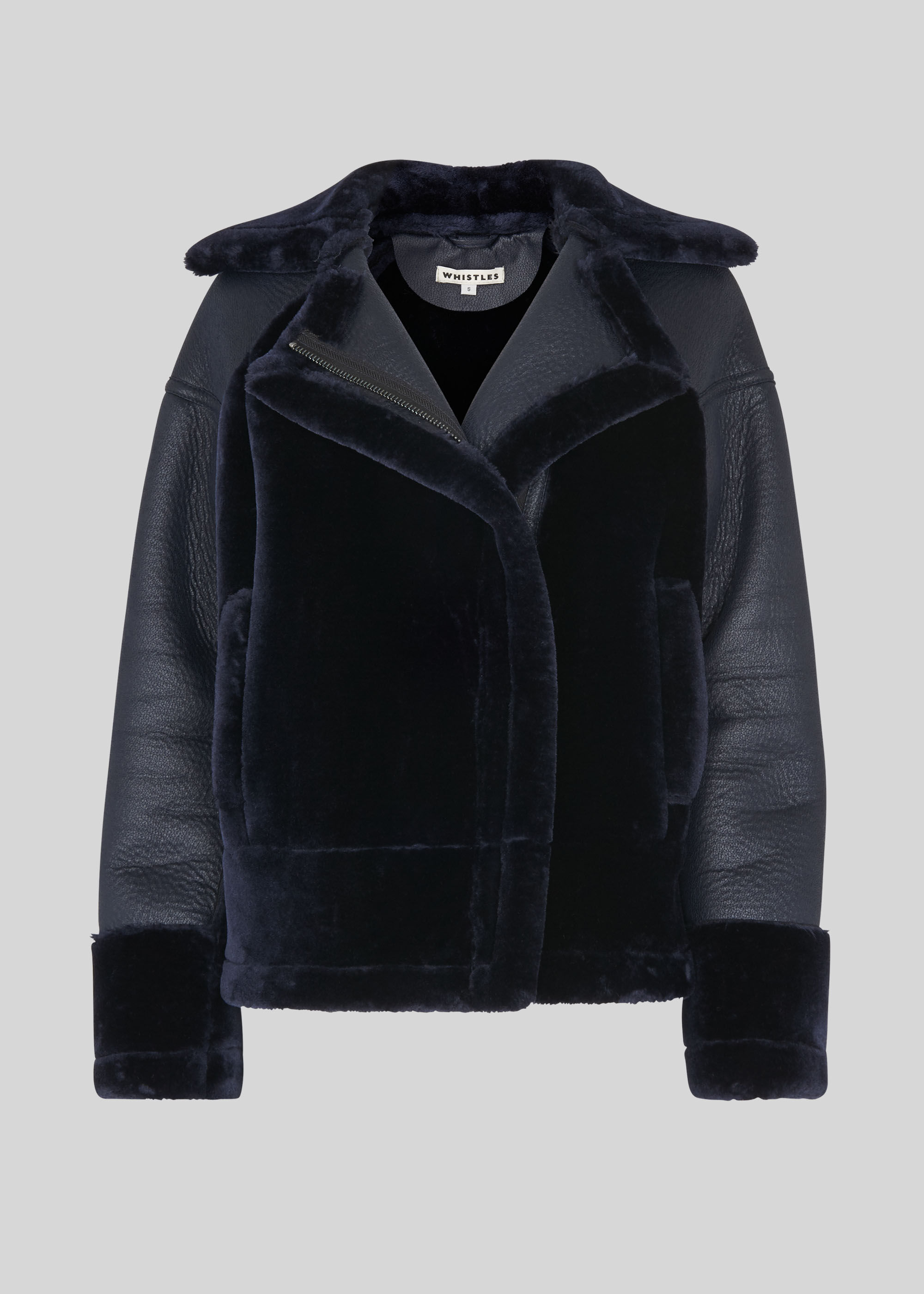 Whistles faux fur biker jacket black cheap