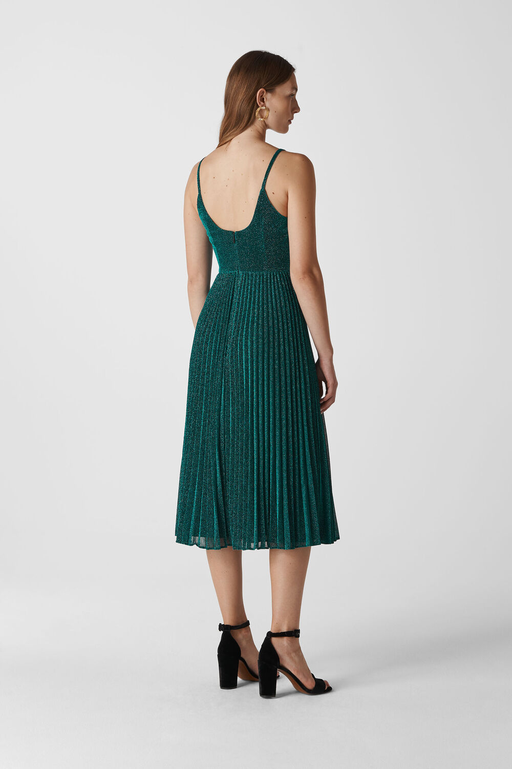 Regina Sparkle Pleated Dress Green