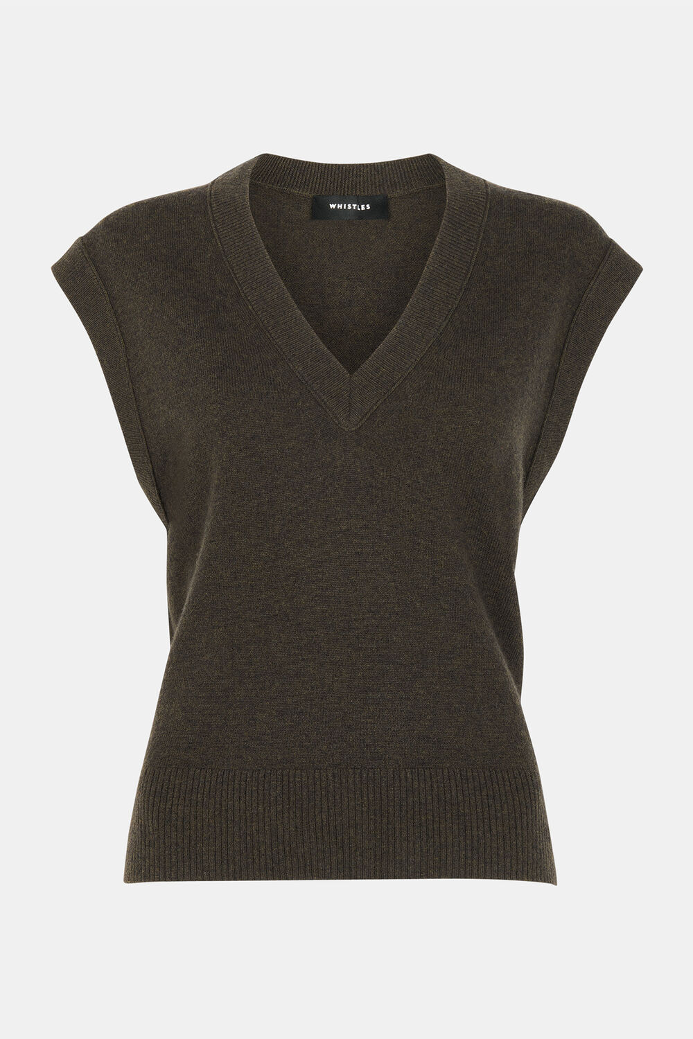 Khaki Wool V Neck Tank