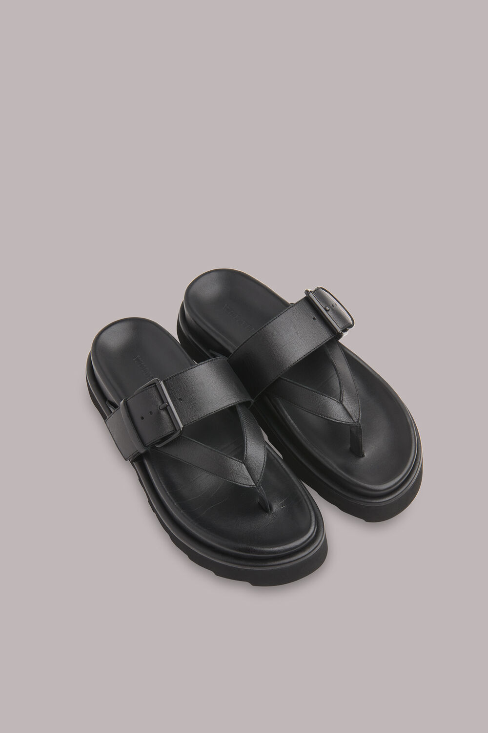 Black Sutton Toe Post Buckle Sandal