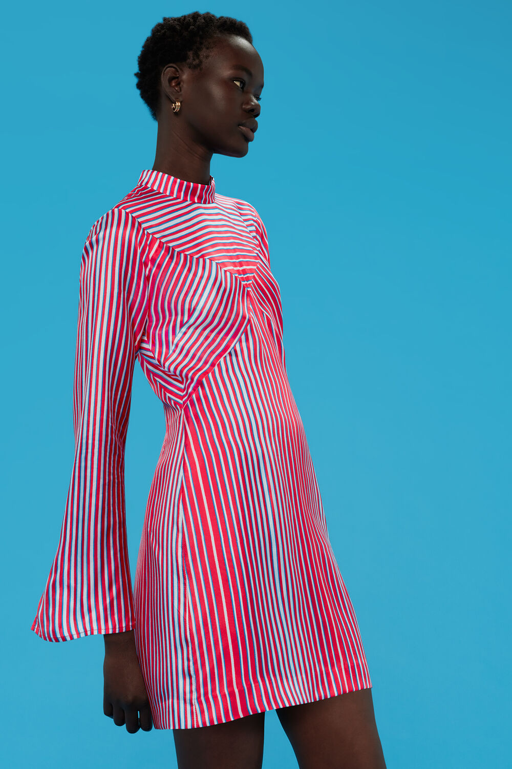 Multicolour Tangle Stripe Silk Mix Dress